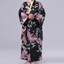 Girls' Yukata Robe Kimono Japanese Traditional Masquerade Kid's Kimono Coat Waist Belt Party