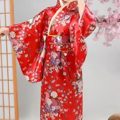 Girls' Yukata Robe Kimono Japanese Traditional Masquerade Kid's Kimono Coat Party