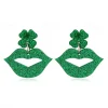 Glitter Shamrock Drop Earrings – Festive St. Patrick's Day Jewelry for Women, Lightweight Dangle Design for Celebrations and Everyday Wear