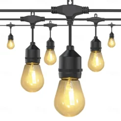 Globe String Lights Outdoor 5M 10Bulb/10M 20Bulb S14 Edison Plastic LED Bulb Patio Lights ETL Listed Waterproof IP65 Plastic Hanging Lights String for Outside Backyard Garden