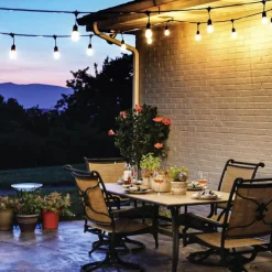 Globe String Lights Outdoor 5M 10Bulb/10M 20Bulb S14 Edison Plastic LED Bulb Patio Lights ETL Listed Waterproof IP65 Plastic Hanging Lights String for Outside Backyard Garden