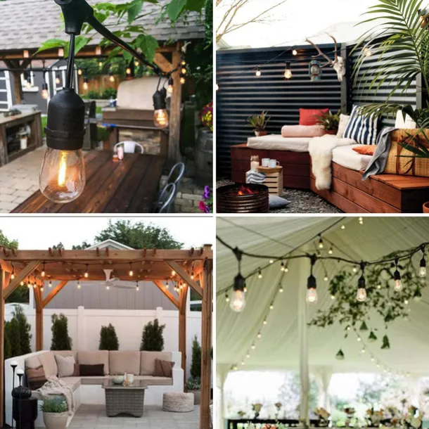 Globe String Lights Outdoor 5M 10Bulb/10M 20Bulb S14 Edison Plastic LED Bulb Patio Lights ETL Listed Waterproof IP65 Plastic Hanging Lights String for Outside Backyard Garden
