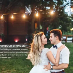 Globe String Lights Outdoor 5M 10Bulb/10M 20Bulb S14 Edison Plastic LED Bulb Patio Lights ETL Listed Waterproof IP65 Plastic Hanging Lights String for Outside Backyard Garden