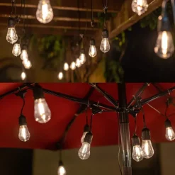 Globe String Lights Outdoor 5M 10Bulb/10M 20Bulb S14 Edison Plastic LED Bulb Patio Lights ETL Listed Waterproof IP65 Plastic Hanging Lights String for Outside Backyard Garden