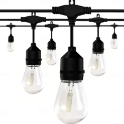 Globe String Lights Outdoor 5M 10Bulb/10M 20Bulb S14 Edison Plastic LED Bulb Patio Lights ETL Listed Waterproof IP65 Plastic Hanging Lights String for Outside Backyard Garden