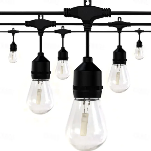 Globe String Lights Outdoor 5M 10Bulb/10M 20Bulb S14 Edison Plastic LED Bulb Patio Lights ETL Listed Waterproof IP65 Plastic Hanging Lights String for Outside Backyard Garden