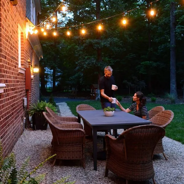 Globe String Lights Outdoor 5M 10Bulb/10M 20Bulb S14 Edison Plastic LED Bulb Patio Lights ETL Listed Waterproof IP65 Plastic Hanging Lights String for Outside Backyard Garden