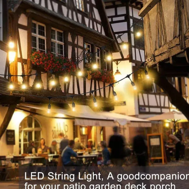 Globe String Lights Outdoor 5M 10Bulb/10M 20Bulb S14 Edison Plastic LED Bulb Patio Lights ETL Listed Waterproof IP65 Plastic Hanging Lights String for Outside Backyard Garden