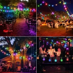 Globe String Lights Outdoor 15m 25LEDs 20Modes Patio Lights with 25 Waterproof Shatterproof RGB Color Changing Bulbs(2 Spare) G40 Globe String Lights for Outside Backyard Porch Balcony Party Decor