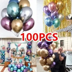 Glossy Metal Pearl Latex Balloons Thick Chrome Metallic Inflatable Air Balloons Party Decoration 100/50/30/10PCS