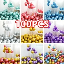 Glossy Metal Pearl Latex Balloons Thick Chrome Metallic Inflatable Air Balloons Party Decoration 100/50/30/10PCS