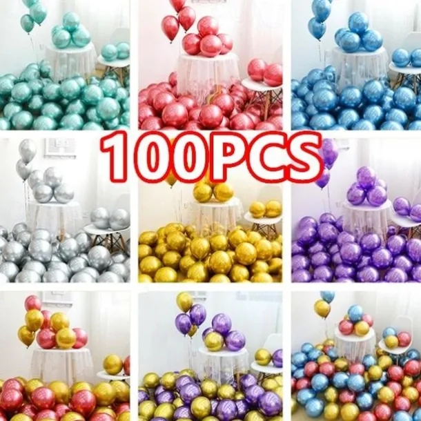 Glossy Metal Pearl Latex Balloons Thick Chrome Metallic Inflatable Air Balloons Party Decoration 100/50/30/10PCS