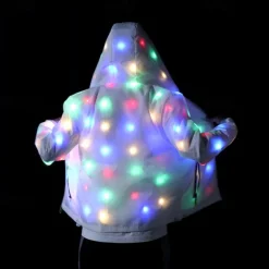 Glowing Jacket Womens Mens Hoodies Coat with LED Luminous for Party Bar DJ Stage Costume Dancing Clothing Washable Plus Size