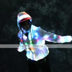 Glowing Jacket Womens Mens Hoodies Coat with LED Luminous for Party Bar DJ Stage Costume Dancing Clothing Washable Plus Size