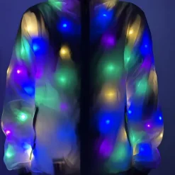 Glowing Jacket Womens Mens Hoodies Coat with LED Luminous for Party Bar DJ Stage Costume Dancing Clothing Washable Plus Size