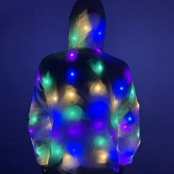 Glowing Jacket Womens Mens Hoodies Coat with LED Luminous for Party Bar DJ Stage Costume Dancing Clothing Washable Plus Size