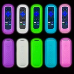 Glowing Non-Slip Silicone Remote Case for Roku TCL & HisenseDurable Versatile Protection with Color Tie