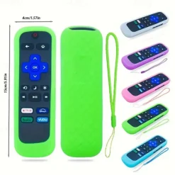 Glowing Non-Slip Silicone Remote Case for Roku TCL & HisenseDurable Versatile Protection with Color Tie