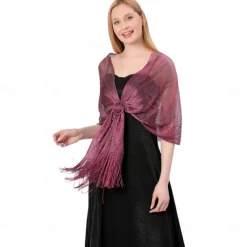 Gold And Silver Silk Shawl With Buckle, Bride And Bridesmaid Group, Dance Party, Wedding Dress, Evening Gown, Shawl For Women