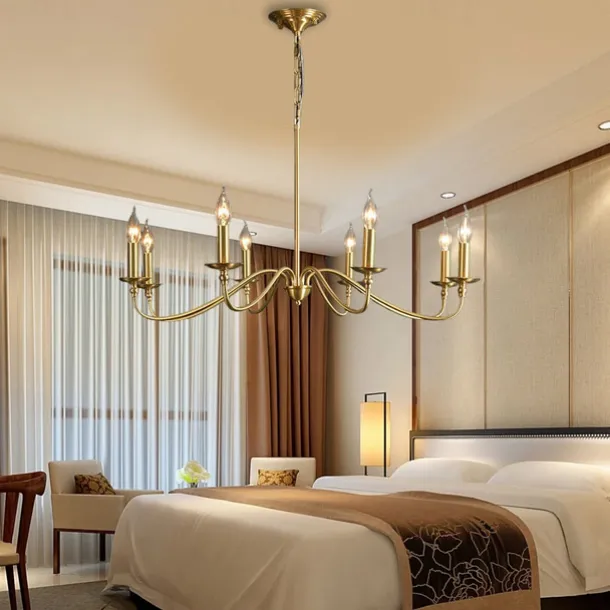 Gold Chandelier 8-Light Modern Chandelier for Dining Room, Bedroom, Foyer, Living Room, Kitchen Island, Entryway, Office, Bar,Farmhouse Decor 110-240V