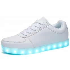 Gold LED Light Up Sneakers for Men and Women – USB Rechargeable Shiny Party Shoes with Glow Sole for Dancing, Festivals, Nightclubs, and Halloween