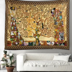 Golden Tears Gustav Klimt Wall Tapestry Art Decor Wall Hanging Backdrop Curtain Home Bedroom Living Room Decoration