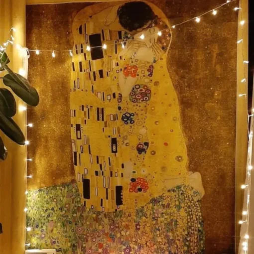 Golden Tears Gustav Klimt Wall Tapestry Art Decor Wall Hanging Backdrop Curtain Home Bedroom Living Room Decoration