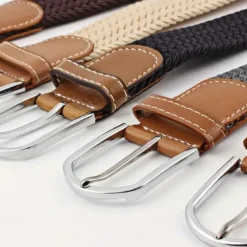 Golf Belt Unisex Stylish and Versatile Leather Belt with Buckle, Fashionable Woven Design, Elasticity, and Korean-style Casual Canvas for Men and Women