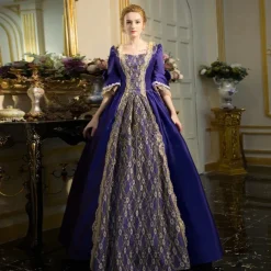 Gothic Lolita Rococo 18th Century Maxi Dress Normal Juliet Sleeve Cinderella Princess Square Neck Fancy Dress All Christmas Halloween Carnival Party Special Occasion Quinceanera Adults All Seasons