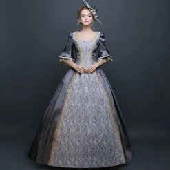 Gothic Lolita Rococo 18th Century Maxi Dress Normal Juliet Sleeve Cinderella Princess Square Neck Fancy Dress All Christmas Halloween Carnival Party Special Occasion Quinceanera Adults All Seasons