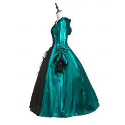Gothic Medieval Ball Gown Floor Length Dress Prom Dress Juliet Sleeve Witch Witches Plus Size Tassel Fringe Ball Gown Square Neck Fancy Dress Women's All Celtic Royal Walpurgis Night Halloween