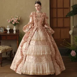 Gothic Rococo Vintage Inspired Dress Cosplay Wigs Party Costume Princess Shakespeare Solid Color Ball Gown Fancy Dress Women's Christmas Halloween Carnival Party Evening Party Masquerade Adults' Dress