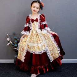Gothic Rococo Vintage Inspired Dress Party Costume Masquerade Princess Shakespeare Solid Color Ball Gown Fancy Dress Girls' Carnival Children's Day Masquerade Party Birthday Holiday Child's Dress All