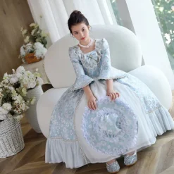 Gothic Rococo Vintage Inspired Dress Masquerade Flower Girl Dress Princess Shakespeare Solid Color Ball Gown Fancy Dress Girls' Halloween Carnival Children's Day Wedding Party Wedding Guest Child's
