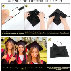 Graduation Cap Headband, Secures Your Graduation Cap and Hair Style Hat Accessories for Graduates, Students, Women