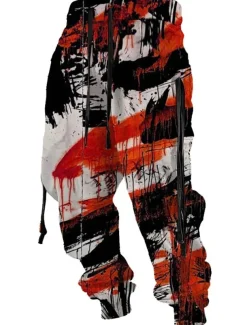 Graffiti Abstract Men's 3D Print Sweatpants Joggers Pants Trousers Outdoor Street Casual Daily Polyester Red Blue Purple S M L Mid Waist Elasticity Pants