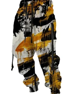 Graffiti Abstract Men's 3D Print Sweatpants Joggers Pants Trousers Outdoor Street Casual Daily Polyester Red Blue Purple S M L Mid Waist Elasticity Pants