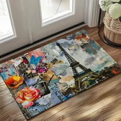 Graffiti Doormat Kitchen Mat Floor Mat Non-Slip Area Rug Oil Proof Rug Indoor Outdoor Mat Bedroom Decor Bathroom Mat Entrance Rug Eiffel Tower