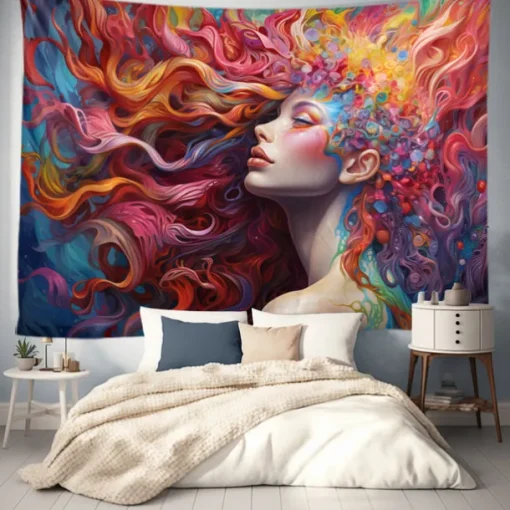 Graffiti Woman Hanging Tapestry Wall Art Large Tapestry Mural Decor Photograph Backdrop Blanket Curtain Home Bedroom Living Room Decoration