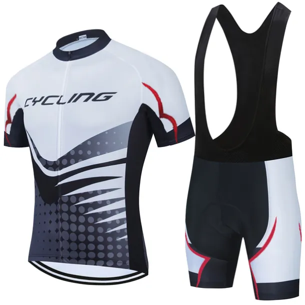 21Grams Men's Cycling Jersey Set Short Sleeve Cycling Jersey with Bib Shorts 3 Rear Pockets Reflective Strips 3D Padded Shorts Polka Dot Polyester Bike Wear Breathable Quick Dry Moisture Wicking