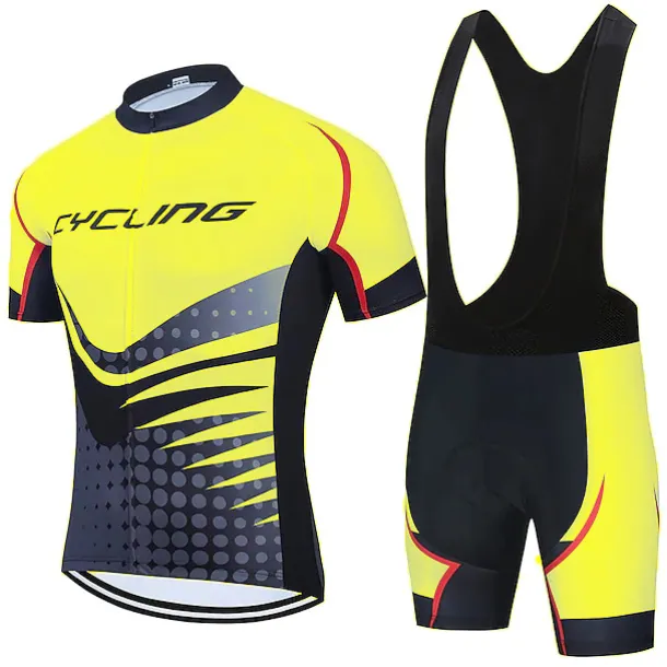 21Grams Men's Cycling Jersey Set Short Sleeve Cycling Jersey with Bib Shorts 3 Rear Pockets Reflective Strips 3D Padded Shorts Polka Dot Polyester Bike Wear Breathable Quick Dry Moisture Wicking