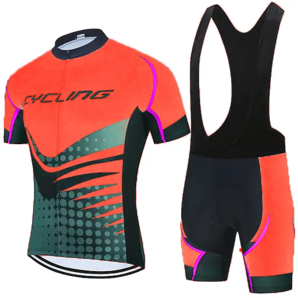 21Grams Men's Cycling Jersey Set Short Sleeve Cycling Jersey with Bib Shorts 3 Rear Pockets Reflective Strips 3D Padded Shorts Polka Dot Polyester Bike Wear Breathable Quick Dry Moisture Wicking