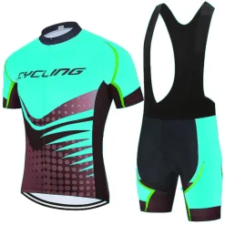 21Grams Men's Cycling Jersey Set Short Sleeve Cycling Jersey with Bib Shorts 3 Rear Pockets Reflective Strips 3D Padded Shorts Polka Dot Polyester Bike Wear Breathable Quick Dry Moisture Wicking