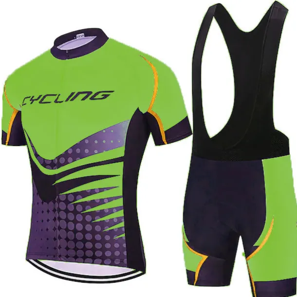 21Grams Men's Cycling Jersey Set Short Sleeve Cycling Jersey with Bib Shorts 3 Rear Pockets Reflective Strips 3D Padded Shorts Polka Dot Polyester Bike Wear Breathable Quick Dry Moisture Wicking