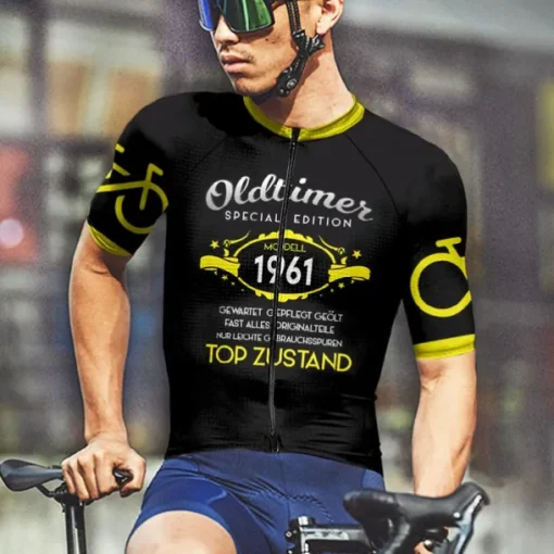 21Grams Men's Cycling Jersey Short Sleeve Bike Top with 3 Rear Pockets Mountain Bike MTB Road Bike Cycling Breathable Moisture Wicking Reflective Strips Back Pocket Violet Yellow Red polychrome Gradie