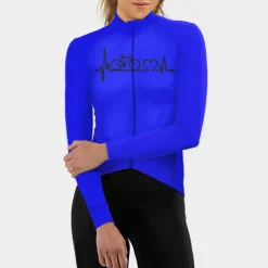 21Grams Racing Cycle Heartbeat Women's Long Sleeve Cycling Jersey Spandex Polyester Green Orange Red Heart Funny Bike Top Mountain Bike MTB Road Breathable Quick Dry Moisture Wicking Sports Clothing