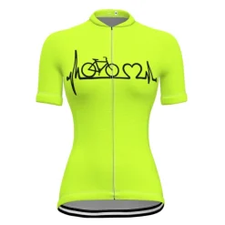 21Grams Racing Cycle Heartbeat Women's Cycling Jersey Summer Spandex Polyester Yellow Bike Tee Tshirt Jersey Top Mountain Bike MTB Road Bike Cycling Breathable Back Pocket Sports Clothing