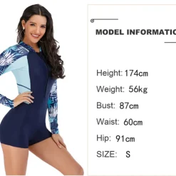 21Grams Women's Rash guard Swimsuit UV Sun Protection UPF50+ Lightweight Long Sleeve Bodysuit Bathing Suit Front Zip Boyleg Swimming Surfing Beach Water Sports Summer Spring Autumn / Fall