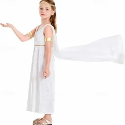 Greek Goddess Halloween Dress Cosplay Costume Vintage Inspired Kid's Girls' Carnival Masquerade Party Masquerade Easy Halloween Costumes Dress Up