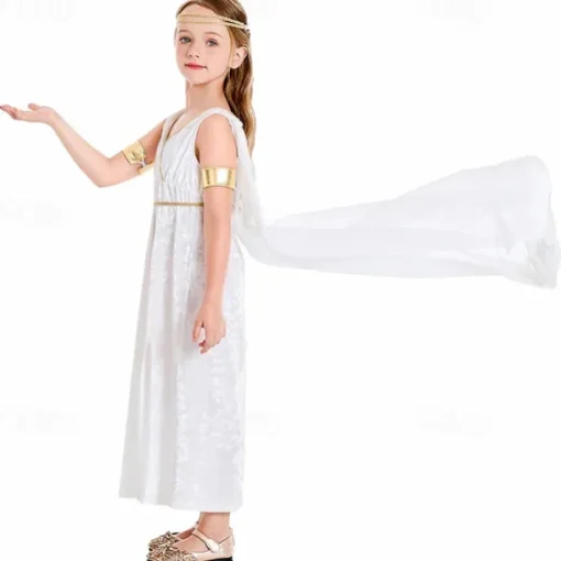 Greek Goddess Halloween Dress Cosplay Costume Vintage Inspired Kid's Girls' Carnival Masquerade Party Masquerade Easy Halloween Costumes Dress Up